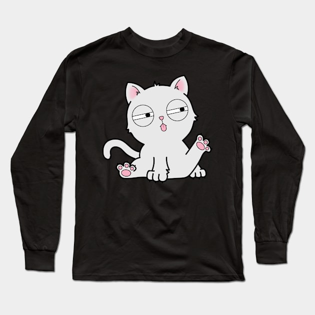 Kitty Bath Time - Judgemental Cat Long Sleeve T-Shirt by calidrawsthings